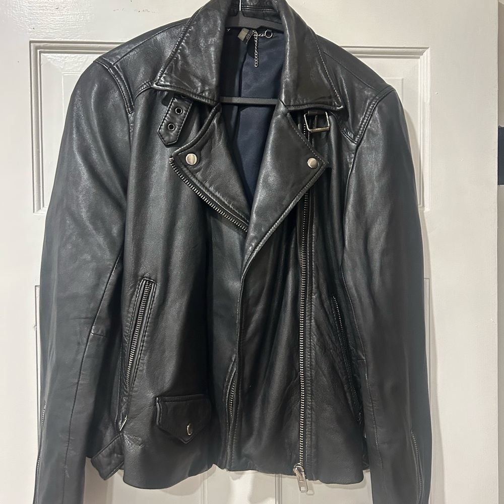Topshop Black Real Leather Moto Jacket